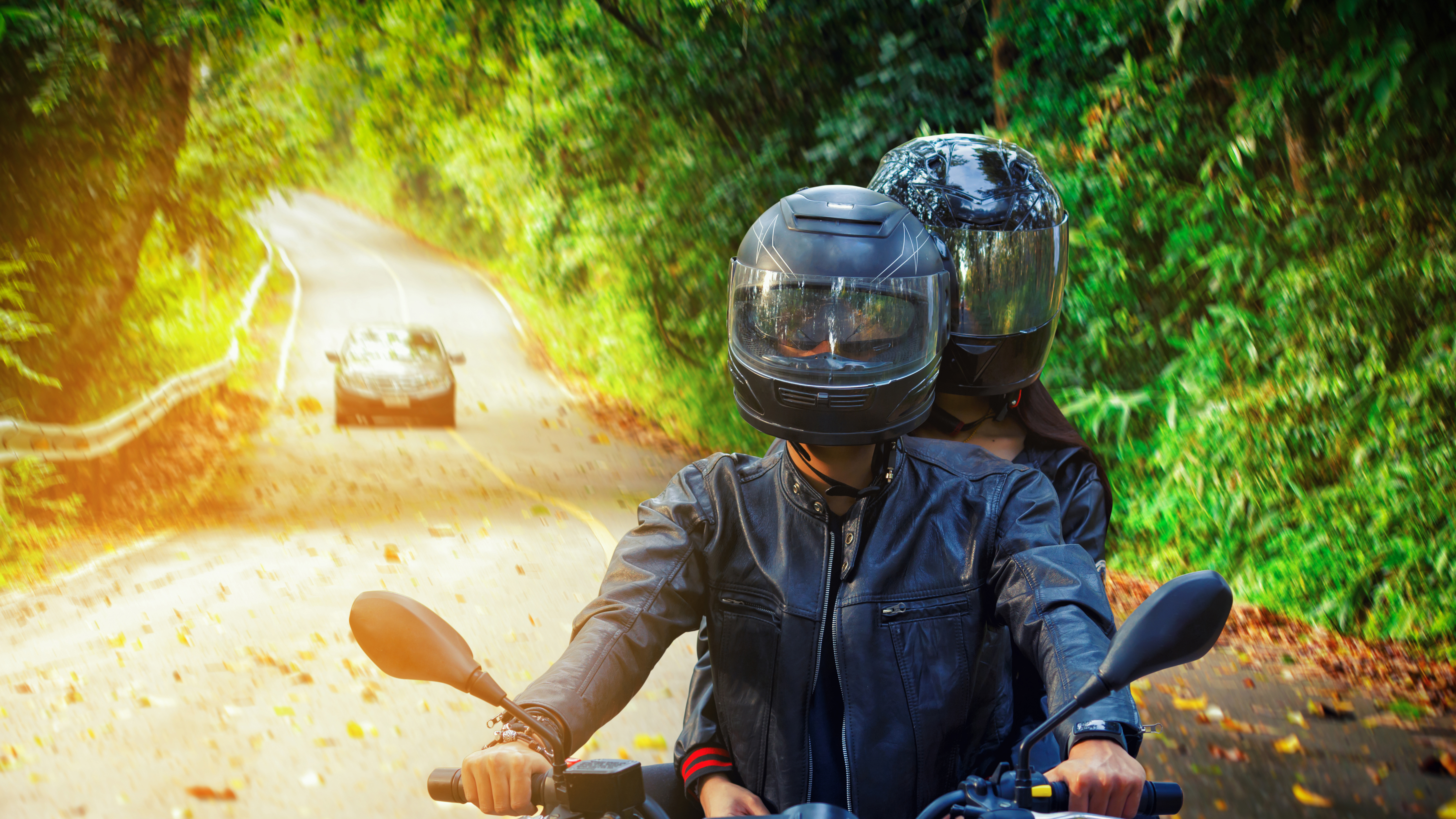 Two people on motorcycle