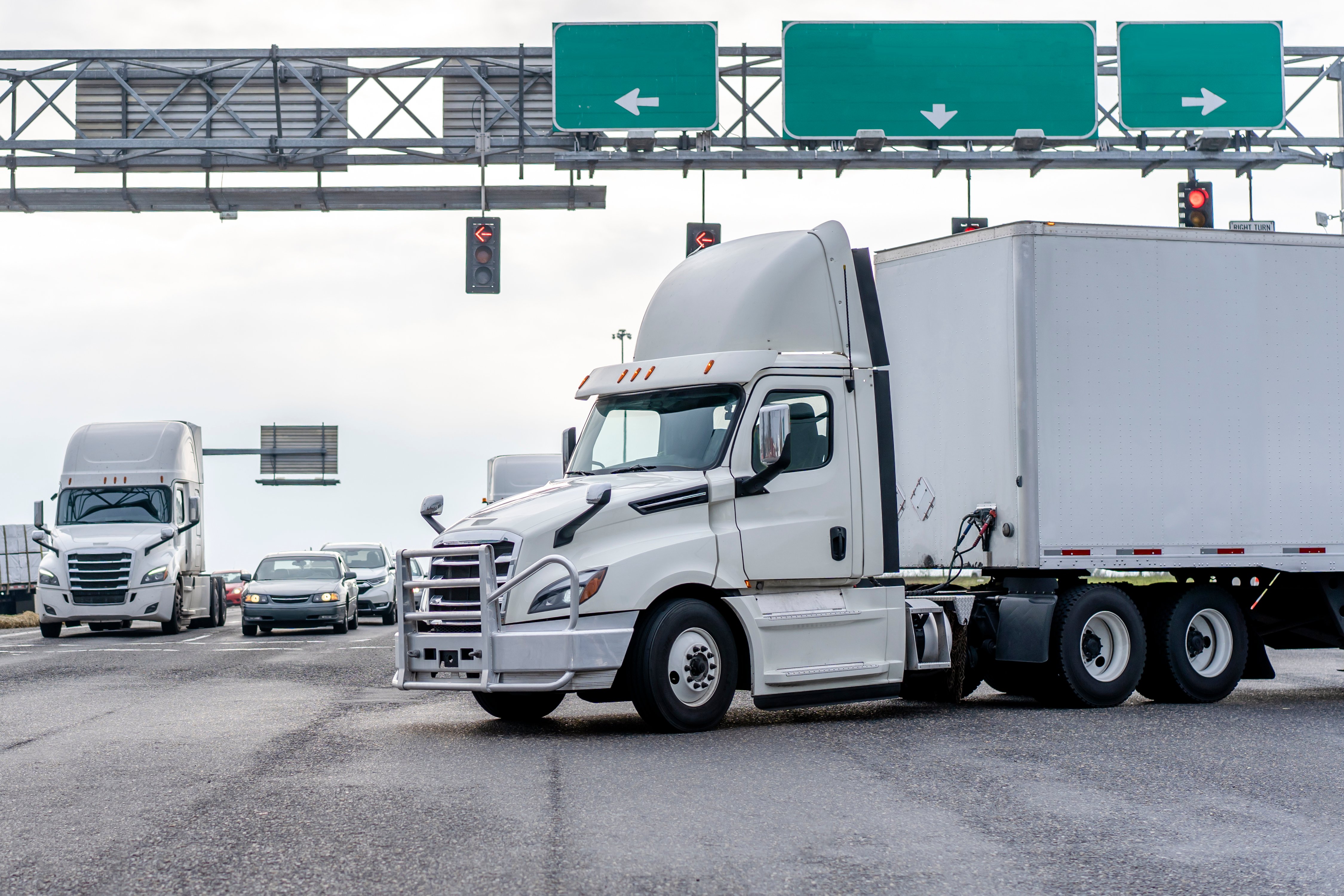 White truck on the road