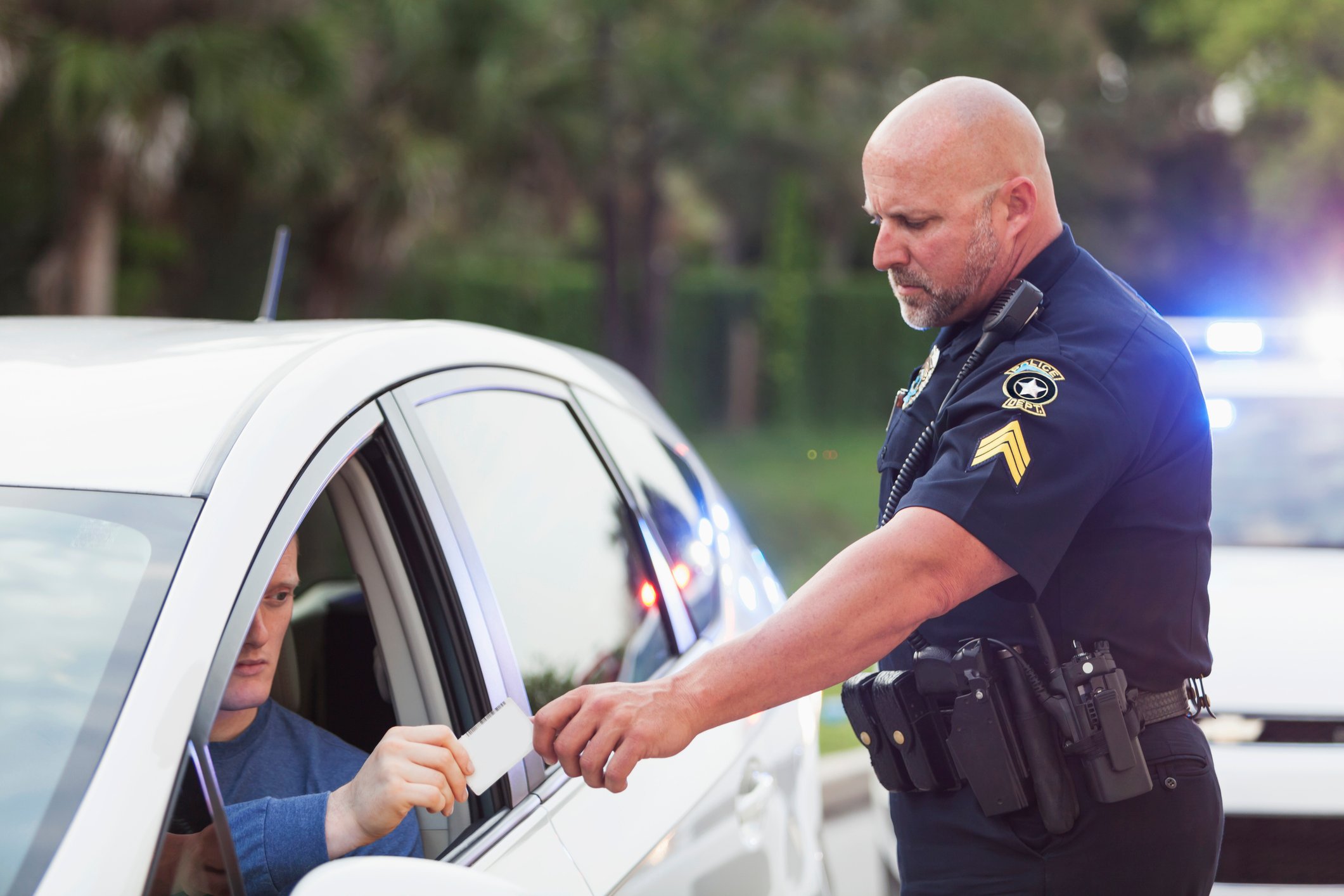 Police officer giving a ticket